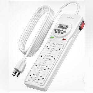 BN-Link 8 OutletWhite Surge Protector with Digital Timer